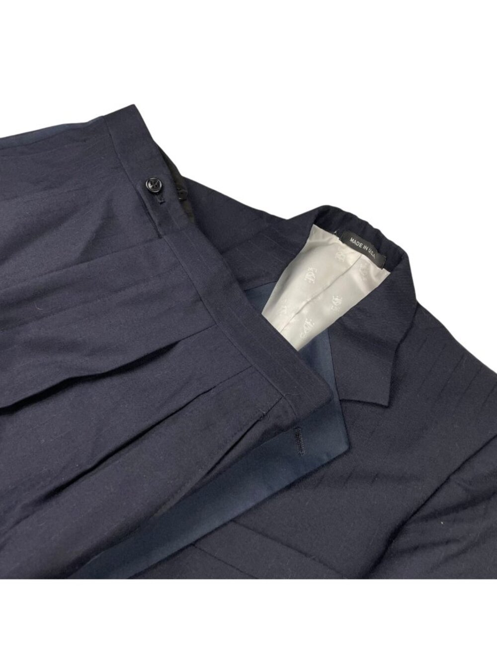 VTG Lord West Men's Satin Lapel 1-Button Tuxedo Suit Navy • USA • 42R US | 32x30